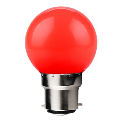 Colour Golf 1W Coloured LED Golf Ball Lamp, B22, Red