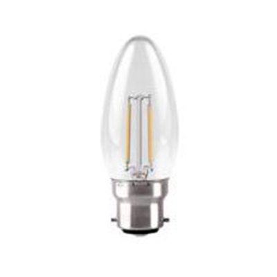 2W Candle, Traditional Glass Light Bulb With LED Filament