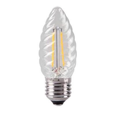 2W Twisted Candle Traditional Glass Light Bulb With LED Filament