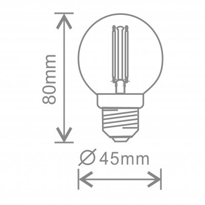 2W Golf, Traditional Glass Light Bulb With LED Filament