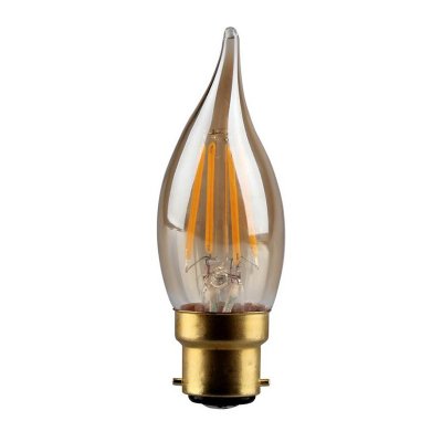 4W Bent-tip Candle, Decorative LED Filament Lamp With Gold Antique Coating