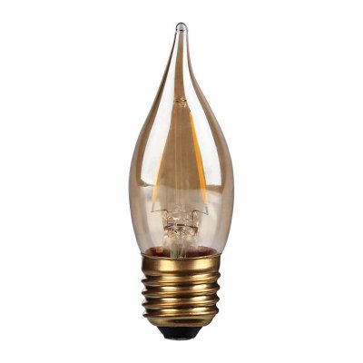 2W Bent-tip Candle, Decorative LED Filament Lamp With Gold Antique Coating