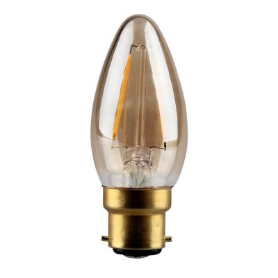 2W Candle, Decorative LED Filament Lamp With Gold Antique Coating