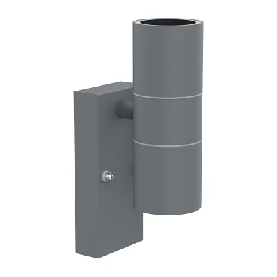 Swimley Rectangular Base Twin GU10, Up/Down Wall Light, Grey