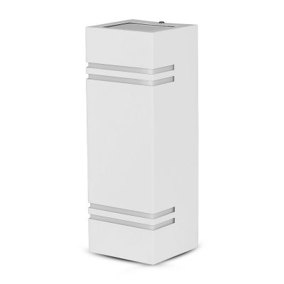 VT-7662 GU10 WALL FITTING SQUARE,SS BODY WITH BORDER-WHITE BODY,2 WAY IP44