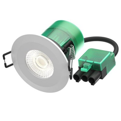 6W Firestay LED Integrated Fixed Downlight, Incl White & Satin Bezel - 4000K, 40? Beam Angle - Plug & Play Fitting