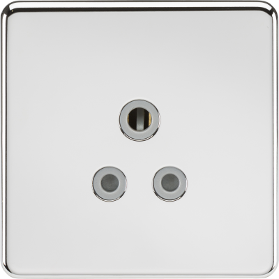 Screwless 5A Unswitched Socket - Polished Chrome with Grey Insert