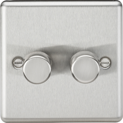 2G 2 way 10-200W (5-150W LED) trailing edge dimmer - Rounded Edge Brushed Chrome