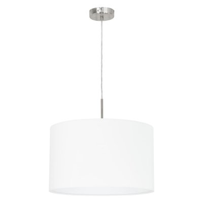 Pendant Light Steel Satin Nickel / Fabric White - PASTERI