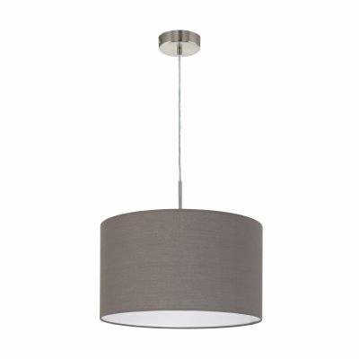 Pendant Light Steel Satin Nickel / Fabric Anthracite-brown - PASTERI