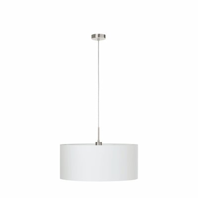 Pendant Light Steel Satin Nickel / Fabric White - PASTERI