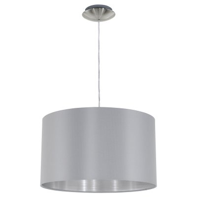 Pendant Light Steel Satin Nickel / Fabric Grey, Silver - MASERLO