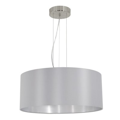 Pendant Light Steel Satin Nickel / Fabric Grey, Silver - MASERLO