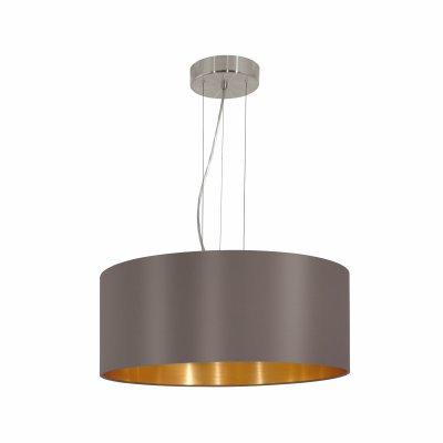 Pendant Light Steel Satin Nickel / Fabric Cappuccino, Gold - MASERLO