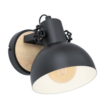 Wall Light Steel, Wood Black, Brown - LUBENHAM