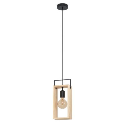 Pendant Light Steel, Wood Black, Natural - FAMBOROUGH