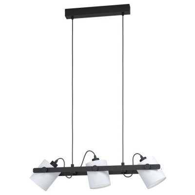 Pendant Light Steel, Wood Black / Fabric White - HORNWOOD 1