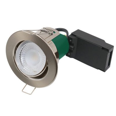 5W Firestay Slim Centre Tilt Integrated Fixed Downlight Satin - 3000K