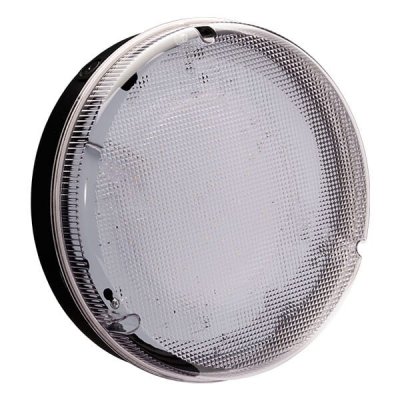 14W Utilita LED Bulkhead, Round Emergency - Black w/Clear Bezel