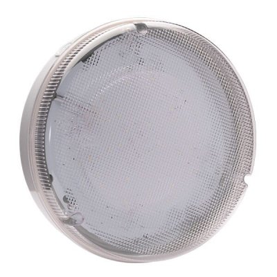 9W Utilita LED Bulkhead, Round - White w/Clear Bezel