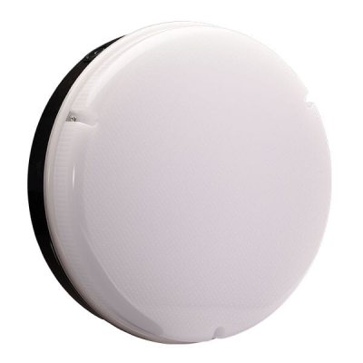 14W Utilita LED Bulkhead, Round Emergency - Black w/Opal Bezel