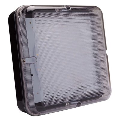 14W Utilita LED Bulkhead, Square - Black w/Clear Bezel