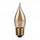 2W Bent-tip Candle, Decorative LED Filament Lamp With Gold Antique Coating