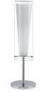 Table Light Steel Chrome / Glass, Glass Opal-matt Clear, White - PINTO