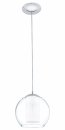 Pendant Light Steel Chrome / Satin Glass, Glass White, Clear - BOLSANO