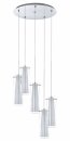 Pendant Light Steel Chrome / Glass, Glass Opal-matt Clear, White - PINTO