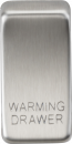 Switch cover "marked WARMING DRAWER" - brushed chrome