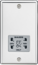 115-230V Dual Voltage Shaver Socket with Grey Insert - Rounded Edge Polished Chrome