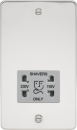 Flat Plate 115/230V dual voltage shaver socket - polished chrome with grey insert