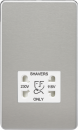 Screwless 115V/230V Dual Voltage Shaver Socket - Brushed Chrome with White Insert