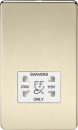 Screwless 115V/230V Dual Voltage Shaver Socket - Polished Brass with White Insert