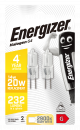 Energizer Halogen G4 Capsule 232lm 14W 2,900K (Warm White) Dimmable, Blister Of 2 (S4851)